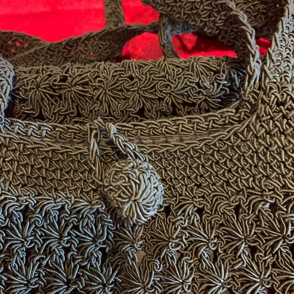 Black Crotchet Hobo Handbag - Picture 4 of 5